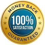 100% satisfaction, money back seal