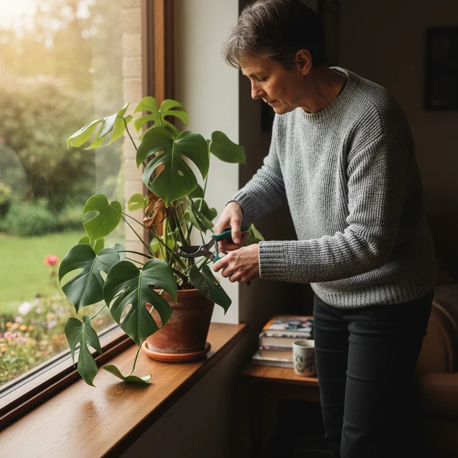 Trimming a houseplant