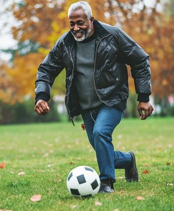 Kicking a football
